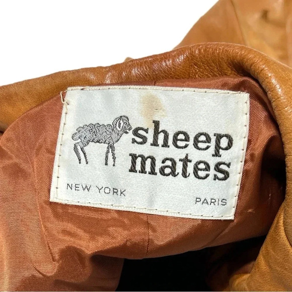 Vintage 70s Sheep Mates Tan Butterscotch Leather Two Button Jacket Blazer - Picture 6 of 6
